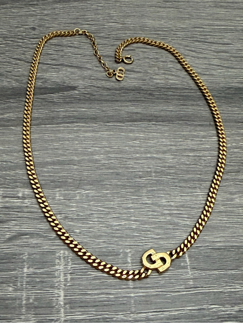 J91 Vintage Dior CD Choker Necklace 15.5+2” Long